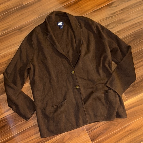 Large lands end button up knit 100% cotton sweater - Picture 1 of 4